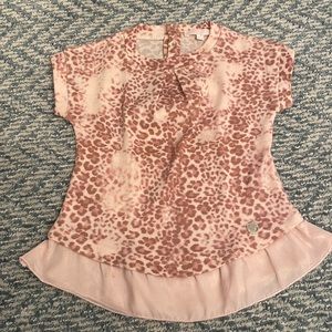 Silvian Heach Bebe size 6m girls pink leopard short sleeve sweater